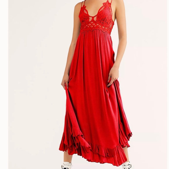 Free People Dresses & Skirts - NWT Free People Adella Maxi Slip Dress In Red Size M